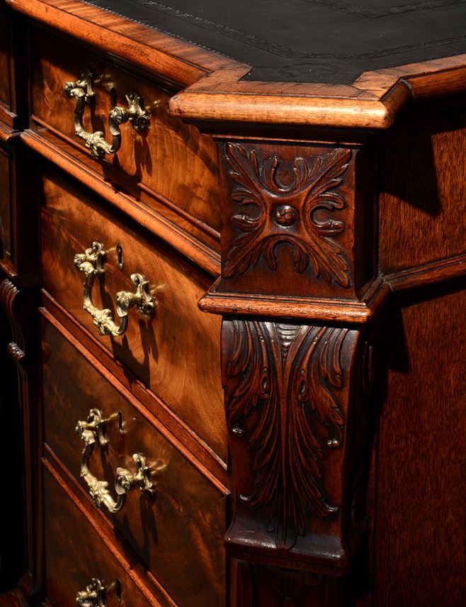 An Important Chippendale Period carved Mahogany Partners Desk | MasterArt